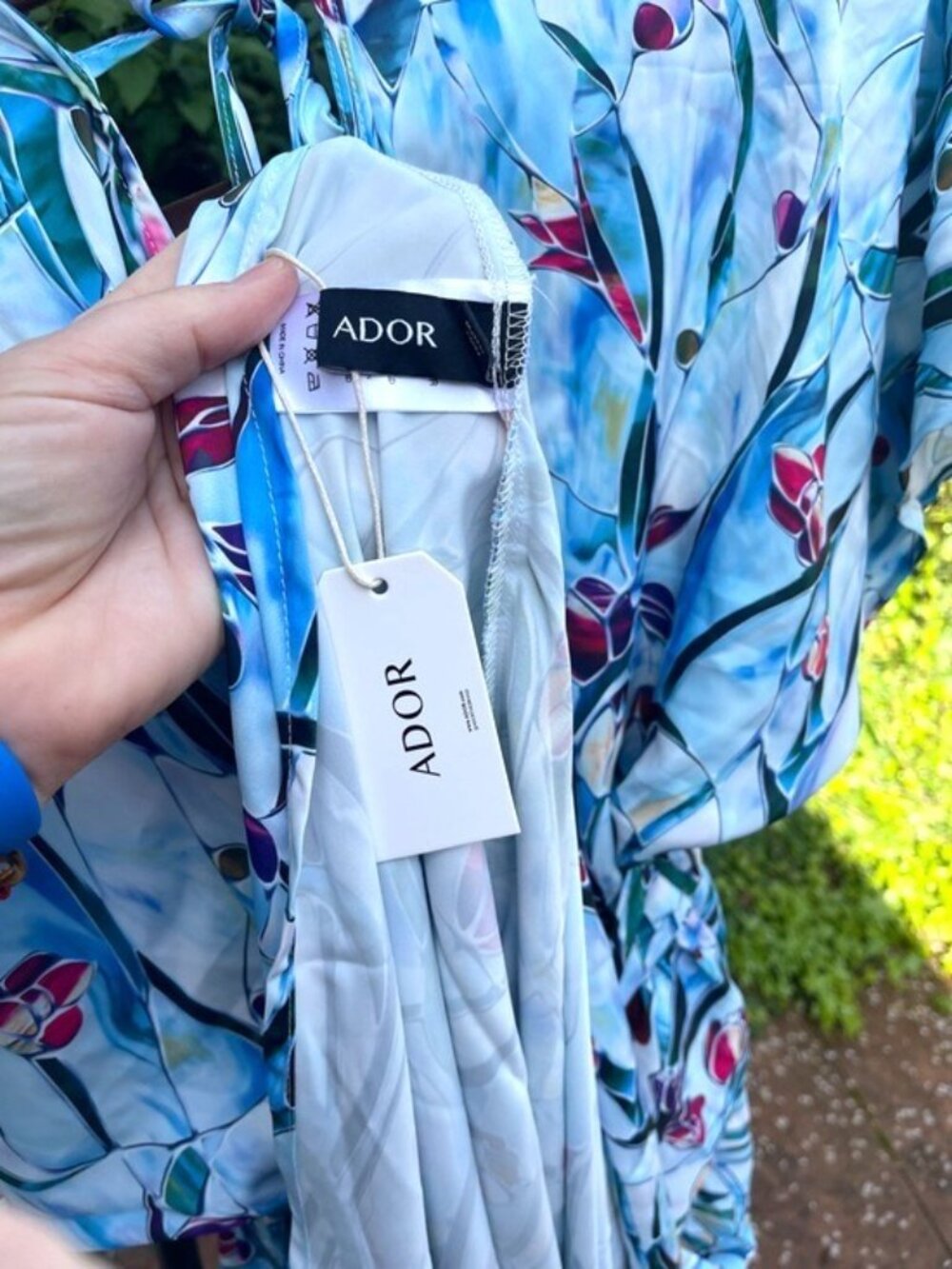ADOR Light Blue Floral Maxi Dress M NEW - Picture 2 of 16